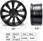 Replacement New 21'' x 9.5" 21 Inch Front Aluminum Alloy Wheel Rim Compatible with Model Y 2020 2021 2022 2023, OE Design Replacement, Alloy Replacement Wheel, Black