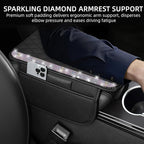 Bling Car Center Console Cover, Leather Car Arm Rest Cover Cushion with 2 Storage Bags, Universal Auto Armrest Protector Storage Box, Bling Accessories Interior for Most Vehicles (Multicolor)