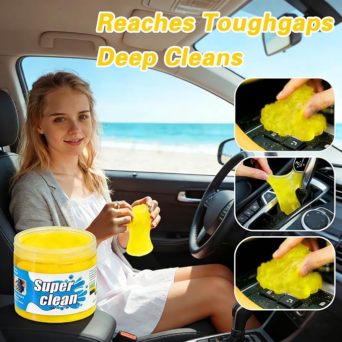 Car Cleaning Gel Putty, Reusable Interior Cleaning Slime Dust Remover, Auto Detailing Cleaning Gel for Vents Keyboard Crevice, Car Accessories Gift Yellow & Pink