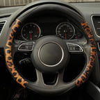 Leopard Steering Wheel Cover, Universal 15 inch Breathable Microfiber Leather Steering Wheel Protector, Anti Slip Car Interior Accessories, Black