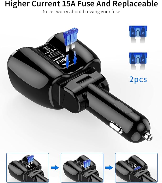 [2026 Upgraded] Cigarette Lighter Splitter, 180W 2-Socket Cigarette Lighter Adapter with Dual QC3.0 and 20W PD USB C Car Charger Splitter for GPS/Dash Cam/Laptop/iPad/iPhone 17/16/15/14/13/12