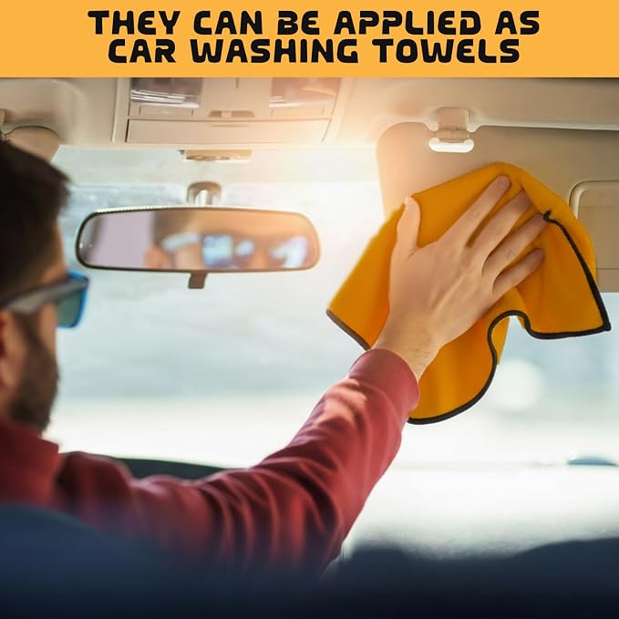 100 Pcs Yellow Microfiber Towels: 16"x16" Microfiber Drying Towels Bulk Micro Fiber Car Cleaning Cloth for Cars Drying Washing Polishing Cleaning Household Supplies