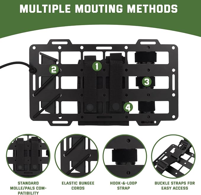 2PCS Aluminum Alloy Molle Visor Organizer,Rigid Aluminum Alloy MOLLE Panel Compatible with Backpack Tactical, Versatile Car Sun Visor Organizer for Trucks Vehicle SUV Interior Accessories