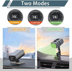 2026 New Upgrade Car Heater for Vehicle, 12V 150W Portable Car Heater, 2 in 1 Windshield Defogger and Defroster with Sucker and Holder,Plugs Into Cigarette Lighter (Black) (Black)