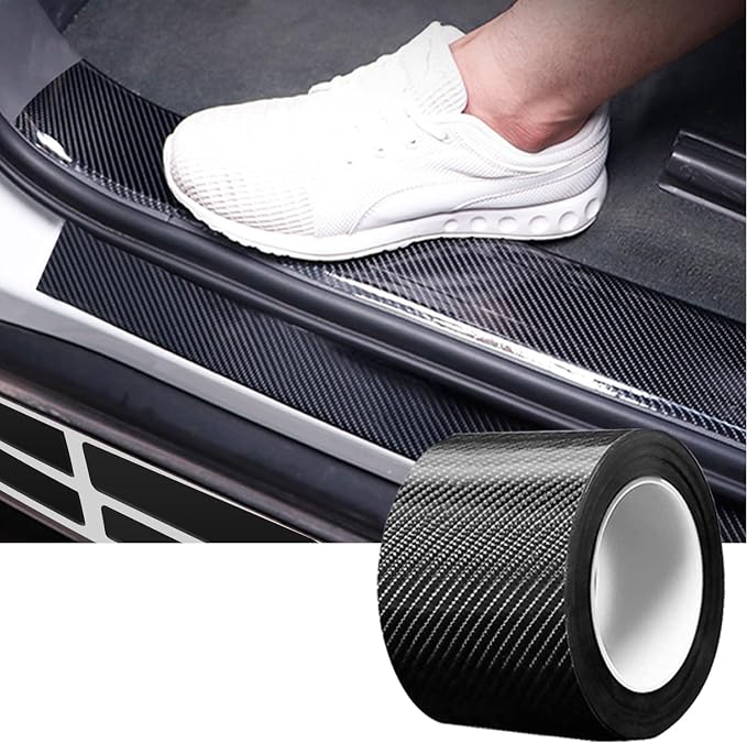 Car Door Edge Entry Guards Sill Protector Automotive Tape Black 2.7in*33FT | 5D Carbon Fiber Vinyl Wrap Film Paint Threshold Scuff Plate Protectors Anti-Collision Universal for Most Vehicles
