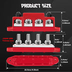 400A Bus Bar 12V Marine 5/16" Power Distribution Block Automotive Busbar Terminal Block,Battery Buss Bar (Pair, Red & Black) 4 x 5/16" Post 3 x #8 Screws Terminals