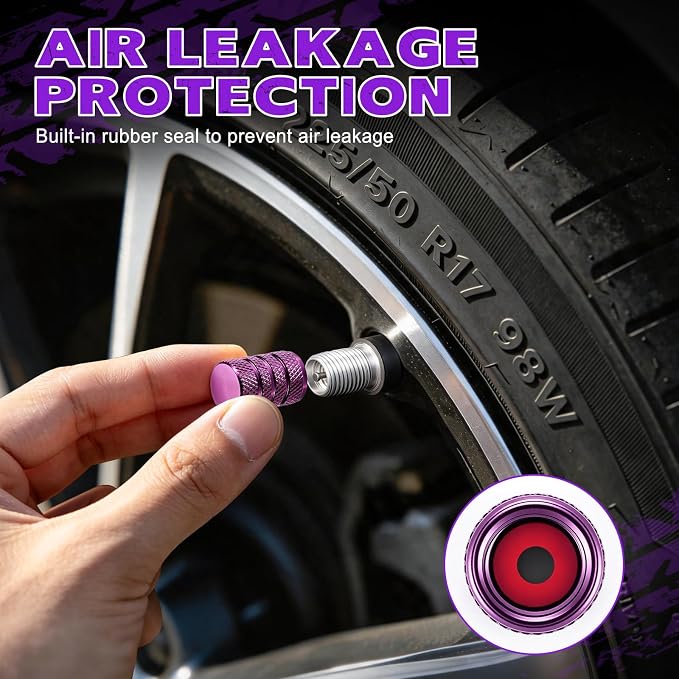 12PCS Tire Valve Stem Caps, Car Exterior Accessories, Aluminum Alloy Valve Cover Universal for Cars, Trucks, Motorcycles and Bicycles (Purple)
