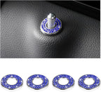 4 Pcs Bling Car Inner Door Lock Covers, Crystal Pull Rod Bolt Stickers, Sparkly Rhinestones Auto Door Bolt Decorations, Vehicle Lock Pin Cap Decors for C Class C200L GLC260 C260L (Blue)