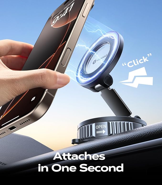 2026 Upgraded Car Phone Holder for Magsafe Car Mount [85 LBS Strongest Suction] Vacuum Magnetic Phone Holders for Your Car 360° Adjustable Car Phone Mount for iPhone 17 Pro Max 16 15 14 13 12