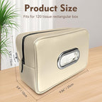 Upgraded 2 Pack Large Car Tissue Holder PU Leather Tissues Box Cover Backseat Rectangular Napkin Holder for Car Fits for 120 Standard Kleenex Tissues Box for Car Organization Accessories Beige