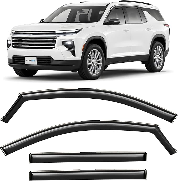 in-Channel Incredibly Durable Rain Guards for Chevrolet (Chevy) Traverse 2024-2026, Original Window Deflectors, Vent Window Visors, Vent Deflector, 4 pcs. - 624223