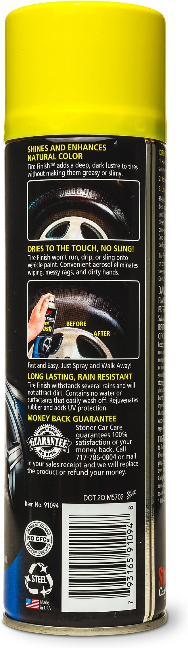 91094-6PK More Shine Tire Finish – Tire Shine Spray Restores Deep Matte Black Finish with Long-Lasting Rain-Resistant Protection, Dry-to-Touch – 12 oz (Pack of 6)
