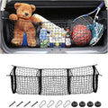 Cargo Net for Car, Expandable 3 Pocket Heavy-Duty Cargo Net Organizer, Black Mesh Storage Pocket with 4 Metal Carabiners Universal for Car, SUV, Pickup Truck, Van Trunk Bed