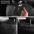4 Pack Headrest Hooks for Car, Universal Leather Car Seat Back Hooks for Purses and Bags, Durable Car Purse Holder & Backseat Organizer Hanger for Handbags, Grocery Bags, Coats, Accessories, Black