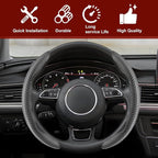 Universal Fit Carbon Fiber Steering Wheel Cover, Segmented Steering Wheel Protector, Carbon Fiber Anti-Skid Steering Wheel Cover Car Interior Accessories (2 Pcs Black)