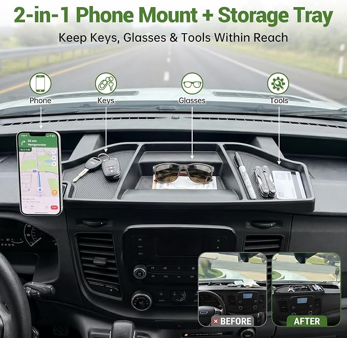 Magnetic Phone Mount Holder for 2020-2026 Ford Transit 150 250 350 Magnet Dash Cell Phone Cradles Adjustable Phone Stand Accessories for 2020+ Transit 150-350(Not for Transit Connect)