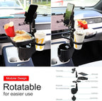 Car Large Cup Holder Expander, 5-in-1 Cupholder Extender with Phone Holder & Swivel and Detachable Snack Food Tray Table for Eating, Travel Essentials for Road Trips for Driver. Model C