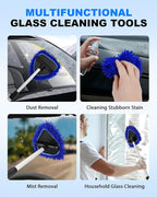 5 Pack Microfiber Pads, Upgraded High-Density Chenille Replacement Heads Cover for Windshield Cleaner Tools, Car Windshield Cleaner Pads, Fit for Window Reach Tool, Handle Not Included (Blue)