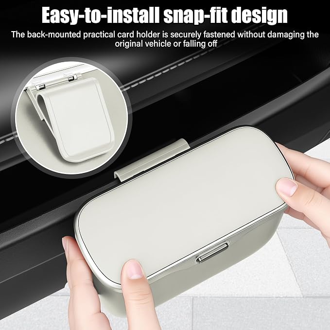 Car Trash Can, Car Garbage Bin with Lid & Handle - Leak-Proof Mini Trash Can for Car, Truck, SUV - Essential Car Accessories for Organization (White)