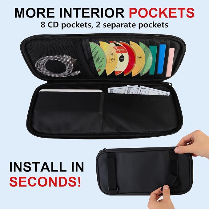 Car Visor Sunshade Extender,Window Shade,Upgraded Version Leather Multi-Pocket Storage Bag for Car/SUV/Truck with 13CD Holders,Sunglass Clip,Card Holder,Anti-Glare Sun Blocker for Driver