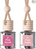 C&E Craft Co Hanging Car Air Freshener Diffuser 2 Pack, Long Lasting Fragrance Oil Car Freshener, Glass Bottle Auto Air Freshener, Made in USA (Pink Sugar + Pink Sands)