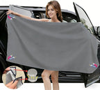 Magnetic Beach Towel | Extra Wide & Enhanced Magnet (75"x40"), Sand-Free Quick-Dry Microfiber for Car Door Changing, Beach, Pool | Includes Storage Bag, Travel & Camping (Gray)