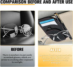 Car Sun Visor Organizer, Multi-Pocket Vehicle Sunglass Card Holder with Pen Slot, Automotive Interior Sunshade Glasses Storage Organizer, Universal Fit (Black)