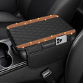 Bling Car Center Console Cover, Leather Car Arm Rest Cover Cushion with 2 Storage Bags, Universal Auto Armrest Protector Storage Box, Bling Accessories Interior for Most Vehicles (Orange)