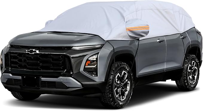 Half Car Cover, Windshield Cover for Ice and Snow with Cotton Liner, Car Cover Waterproof All Weather for Snow, Sun, Rain, Dust, UV Protection Fit SUV M
