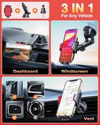 Phone Holders for Your Car 2026 Ultimate Phone Mount Military-Grade Windshield Dashboard Vent【Newest Best Strongest】 Cell Phone Car Mount for iPhone 16 Pro Max 15 Samsung Android,Red