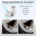 Aluminum Tire Stem Valve Caps Wheel Valve Covers Car Dustproof Tire Cap Cover Accessories, Universal for SUV, Car, Bike and Motorcycle，Hexagon Shape (4PCS Silvery)
