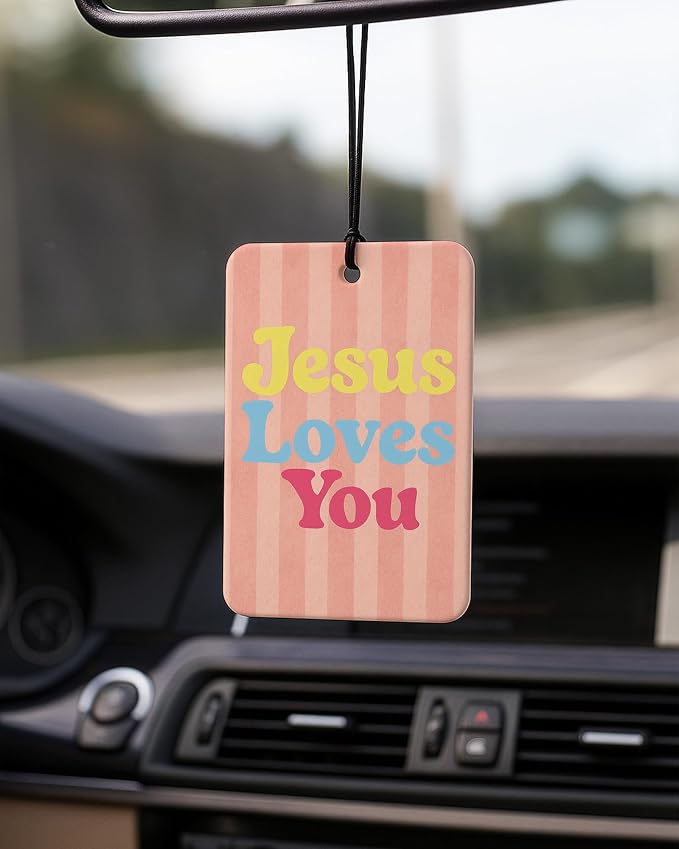 Pink and Blue Christian Car Air Freshener 4 Pcs for Women Girls | Girly Religious Car Accessories Mirror Decor, Preppy Christian Hanging Air Freshener for Cars Closet Drawer Books