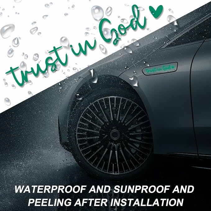 4PCS Trust in God Rearview Mirror Decals, Automotive Vinyl Rear View Mirror Decorative Stickers, Waterproof Trust in God Stickers for Car Truck Laptop, Car Accessories (Green)