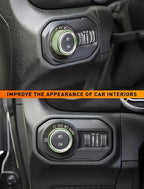Climate Control Panel Knob Trim Kit & Light Control Switch Cover, Air Conditioner Knob Aluminum Alloy Ring for 2018-2024 Jeep Wrangler JL JLU & Gladiator JT, Interior Accessories, Green