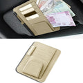 Car Sun Visor Organizer, Multifunctional Auto Visor Document Holder with Sunglasses Clip, Universal Car Interior Accessories Organizer for Drving License, Card, Pen (Beige)
