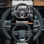 D Shaped Steering Wheel Cover, Flat Bottom Car Wheel Cover 14 1/2-15 inch (37-39 cm), Non-Folding Packaging, Microfiber Leather, Black with Carbon Fiber Pattern