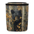 Bear Hunting Camo Print Car Trash Can with Lid, Leak Proof Auto Trash Bag Hanging Vehicle Garbage Can Multipurpose Storage Container for Back Seat Road Trip