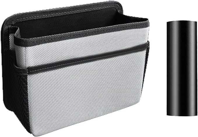 Car Trash Can, Foldable Mini Vehicle Trash Bin Garbage Organizer Holder, Waterproof Hanging Mini Auto Dustbin Accessories Storage Container for Vans, SUVs (silver gray)