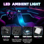 2 Pcs Mini USB LED Light Car LED Interior Lighting 5v RGB Foldable Ambient Lighting Adjustable 8 Color and Brightness Smart USB Night Lamp for Cars Laptop Keyboard (Manual Switch Type-c)