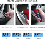 Digital Tire Pressure Gauge 150 PSI 4 Settings with Backlight LCD Tire Gauge for Cars, Motorcycles and Bikes with Non-Slip Grip, 2 Pack