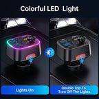 Bluetooth 5.4 FM Transmitter Car Adapter 48W (PD 36W & 12W) [Light Switch] [HiFi Bass Sound] [Fast Charging] Wireless Radio Music Adapter LED Display Hands-Free Calling Support USB Drive