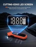 Digital Tire Pressure Gauge 3-300PSI Calibrated to ANSI B40.7 Grade 2A (0.5%), Backlight and Flashlight, Presta Valve Adaptor Included, 4 Units, AAA Batteries, Orange