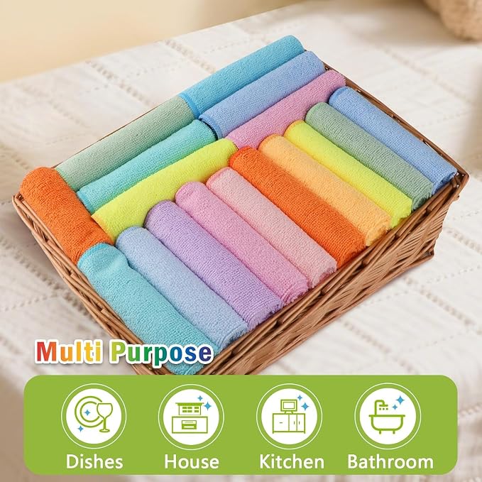 AIDEA Microfiber Cleaning Cloth, 50PK, Cleaning Rags, 11.5"×11.5" | Lint Free Cloth, Microfiber Towels for Cars, Kitchen Cloth, Dusting Cloth for Home, Window, Cleaning Supplies