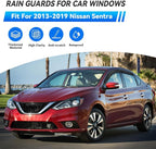 4pcs Front+Rear Smoke Tint Sun/Rain Guard Compatible with 2013-2019 Nissan Sentra Outside Mount Tape-On Vent Window Visors