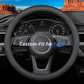 Custom-Fit for Ford Steering Wheel Cover, Premium Leather Car Steering Wheel Cover with Logo, Non-Slip, Breathable (B-Style,for Ford)