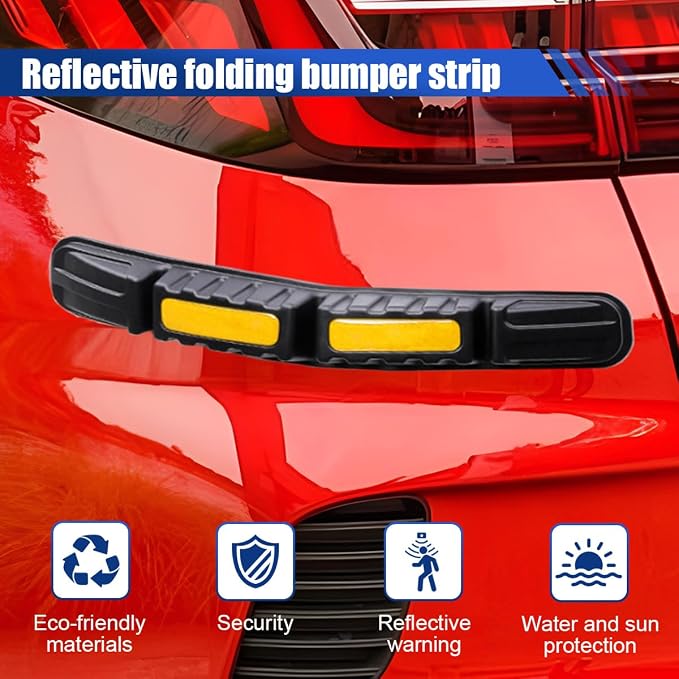 YoRise 2PCS Car Bumper Guard Strip, Anti-Collision Anti-Scratch Car Bumper Protector Trim with Reflective Patch, Foldable Door Edge Guard for Most Cars (Yellow)