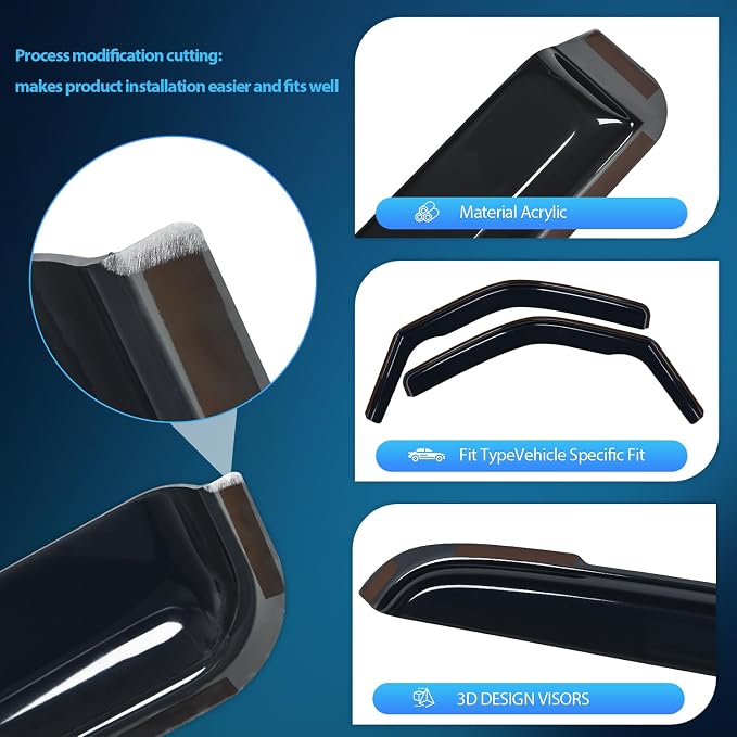 in-Channel Window Visors for 1996–2026 Chevy Express Van 1500/GMC Savana 1500, Vent Window Deflectors Rain Guards, Fresh Air in Rainy Weather, Highway Wind Noise Reduction-2PCS