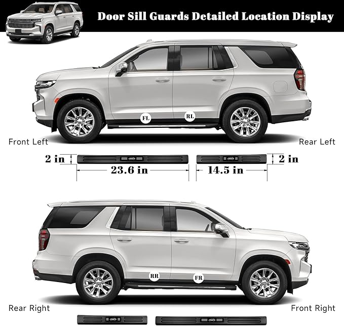4PCS Car Door Edge Guards Door Sill Protector for Chevy Tahoe & GMC Yukon 2021-2026 Accessories ABS Plastic Material Matte Black Car Door Threshold Protection