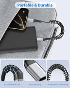 Coiled USB A to USB C Cable for Car, 2 Pack Type C Charger Fast Charging Cable 3FT, USB to USBC Cable for Carplay, Android Auto, iPhone 17 16 15 Pro Max, Samsung Galaxy S25 S24 S23 Ultra