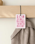 Pink Christian Car Air Freshener 4 Pcs Coconut Scented, Preppy Religious Bible Verse Car Accessories Mirror Decor for Women, Girly Christian Hanging Air Freshener for Cars Closet Drawer Books